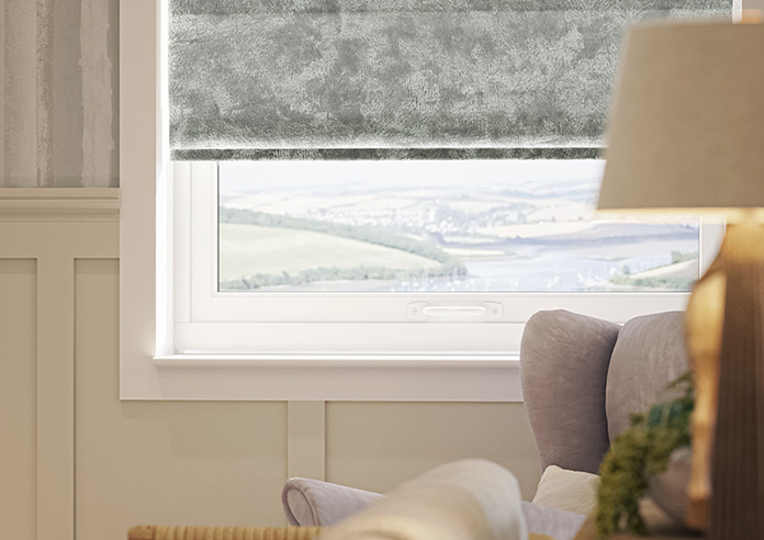 Cyrus Crushed Velvet, Grey - Roman Blind - Image 5